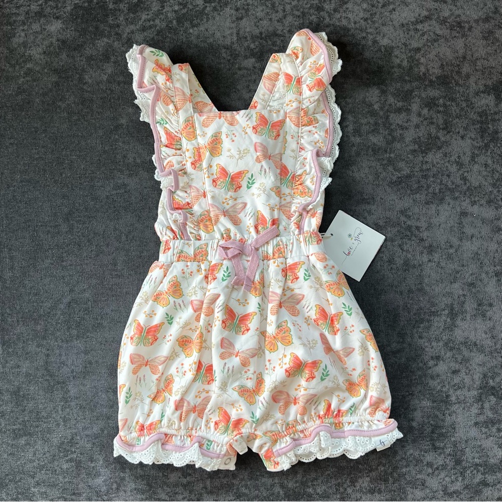 NWT Love & Grow Butterfly Overall Romper Size 2T